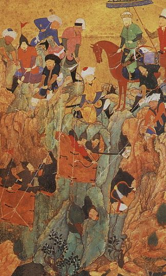 帖木儿军队袭击格鲁吉亚内尔日镇的幸存者 Timur’s army attacks the survivors of the town of Nerges, in Georgia，白扎德