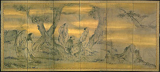 隐士和仙女（右侧） Hermits and a Fairy (Right side) (c.1590; Japan                     )，狩野永德