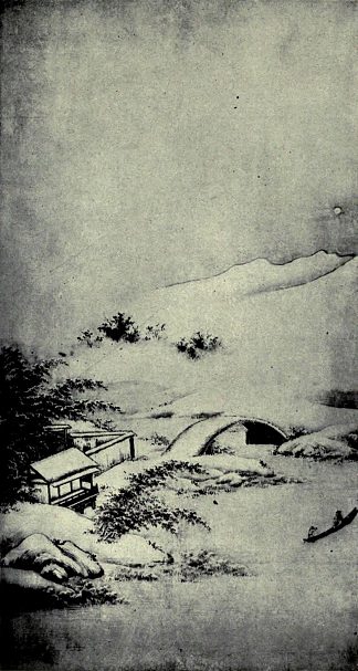 日本雪景的绘画 Painting of a Snow Landscape of Japan，狩野元信