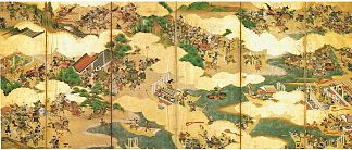 “根培战争图屏风” 『源平合戦図屏風』，狩野元信