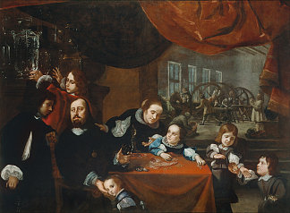 宝石切割师狄奥尼修斯·米塞罗尼及其家人的肖像 Portrait of the Gem-Cutter Dionysius Miseroni and His Family (1653)，卡雷尔·斯克雷塔