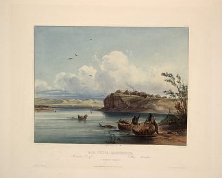 曼丹村，《北美内陆游记》第1卷第16版 A Mandan village, plate 16 from Volume 1 of ‘Travels in the Interior of North America’ (1843; United States                     )，卡尔博德默