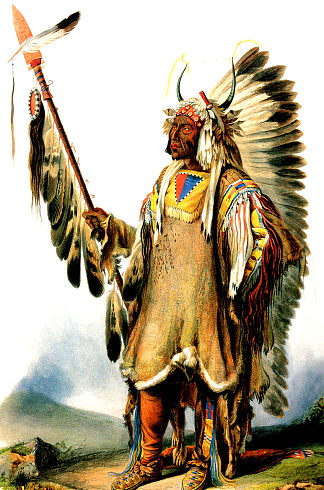 马托托佩曼丹酋长 Mato Tope Mandan Chief (1833; United States                     )，卡尔博德默