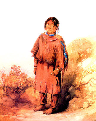 皮根黑脚女孩 Piegan Blackfeet girl，卡尔博德默