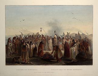米纳塔雷斯的头皮舞 Scalp dance of the Minatarres (1843; United States                     )，卡尔博德默