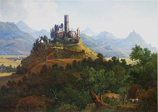 戈德斯堡和七座山的景色 View of the Godesburg and the Seven Mountains (c.1836)，卡尔博德默