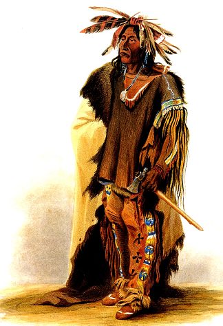 苏族战士瓦克塔格利 Wahk-ta-Ge-Li, a Sioux warrior (1833; United States                     )，卡尔博德默