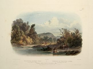 黑鸟山上的沃辛加·萨巴的坟墓，《北美内陆游记》第 2 卷中的第 12 版 Washinga Saba’s grave on Blackbirds hill, plate 12 from Volume 2 of ‘Travels in the Interior of North America’ (1843; United States                     )，卡尔博德默