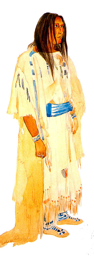 年轻的皮根黑脚女人 Young Piegan Blackfeet woman，卡尔博德默