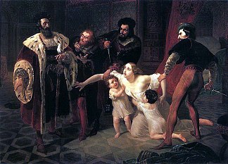 葡萄牙婴儿唐·佩德罗的摩根妻子伊内萨·德·卡斯特罗之死 Death of Inessa de Castro, Morganatic Wife of Portuguese Infant Don Pedro (1841)，卡尔·布留洛夫