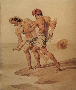 被迫游泳 Forced to Swim (1851 – 1852)，卡尔·布留洛夫