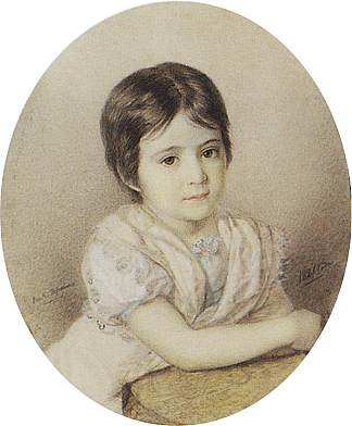 玛丽亚·琪基娜小时候的肖像 Portrait of Maria Kikina as a Child (1821)，卡尔·布留洛夫