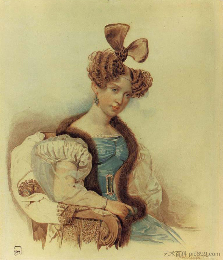 S.A.舒伯特的肖像 Portrait of S. A. Schubert (1830)，卡尔·布留洛夫