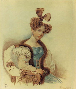 S.A.舒伯特的肖像 Portrait of S. A. Schubert (1830)，卡尔·布留洛夫