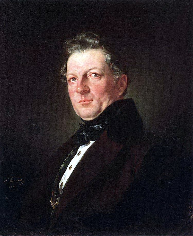 建筑师A.博洛托夫的肖像 Portrait of the architect A. Bolotov (1843)，卡尔·布留洛夫