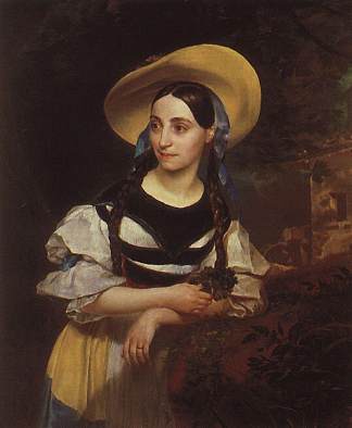 意大利歌手范妮·佩尔西亚尼-塔西纳尔迪的肖像 Portrait of the Italian Singer Fanny Persiani-Tacinardi (1834)，卡尔·布留洛夫