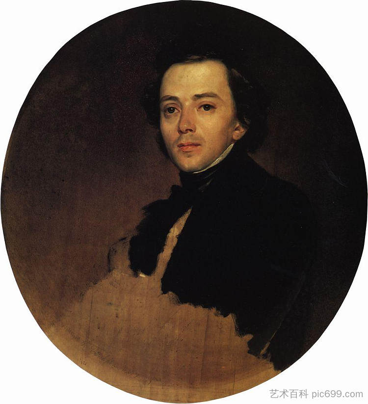 V.V.萨莫伊洛夫的肖像 Portrait of V. V. Samoilov (1847)，卡尔·布留洛夫