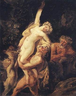 萨提尔和酒神（酒神） Satyr and Bacchante (Bacchanalia) (1824)，卡尔·布留洛夫