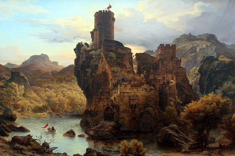 骑士城堡 Ritterburg / Felsenschlossknight's Castle (1828)，卡尔·弗里德里希·莱辛