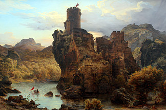 骑士城堡 Ritterburg / Felsenschlossknight’s Castle (1828)，卡尔·弗里德里希·莱辛