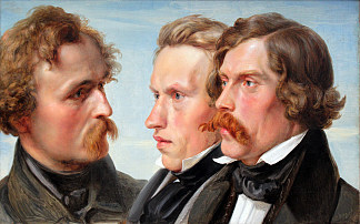 画家——卡尔·弗里德里希·莱辛、卡尔·索恩和西奥多·希尔德布兰特 The Painters – Karl Friedrich Lessing, Carl Sohn and Theodor Hildebrandt (1839)，卡尔·弗里德里希·莱辛