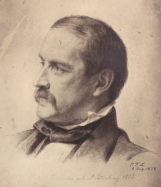 罗伯特·克劳斯的肖像 Portrait By Robert Krause (1858)，卡尔·弗里德里希·莱辛