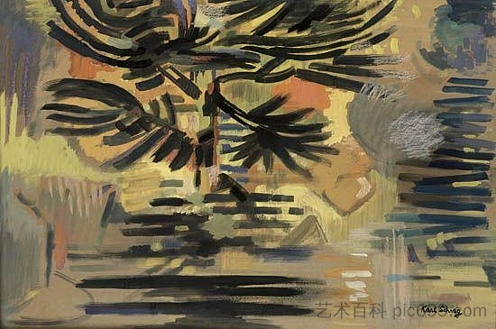 黄昏（傍晚光线下的池塘） Dusk (Pond in Evening Light) (1950)，卡尔施拉格