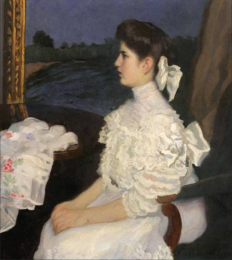 卡罗利·费伦齐的肖像，年轻女孩。1909 Ferenczy Károly, Fiatal Lány Arcképe. 1909 (1909)，卡罗利·费伦斯齐