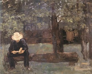 坐在原木上的男人 Man Sitting on a Log (1895)，卡罗利·费伦斯齐