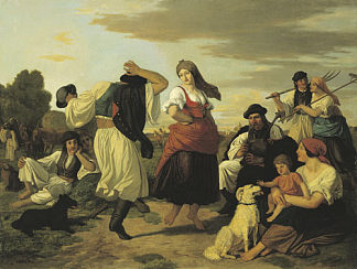 农民跳舞（丰收庆典） Peasants Dancing (harvest Celebration) (c.1865)，查尔斯·洛茨