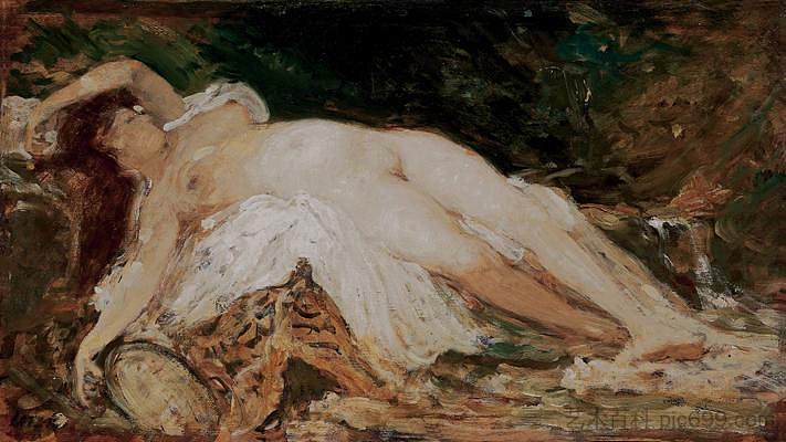 斜倚的裸体 Reclining Nude (1890)，查尔斯·洛茨