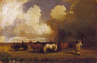 普什塔的风暴 Storm in the Puszta (c.1862)，查尔斯·洛茨