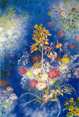 蓝色背景上的花朵 Flowers on the blue background (1942 – 1943)，卡特尼亚比洛克