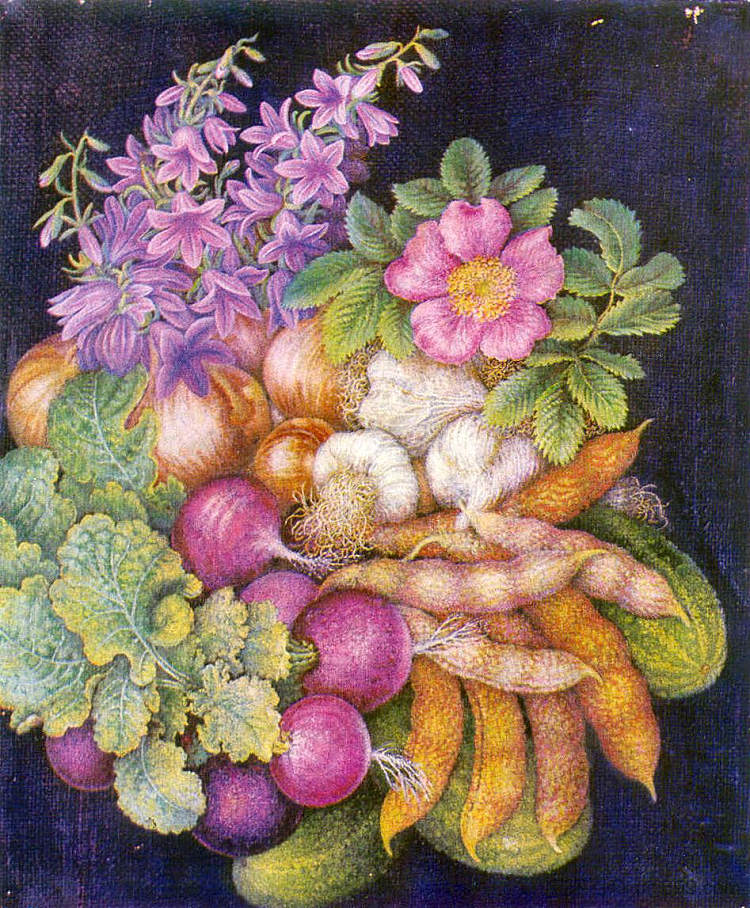 静物《花与菜》 Still life "Flowers and Vegetables" (1959)，卡特尼亚比洛克