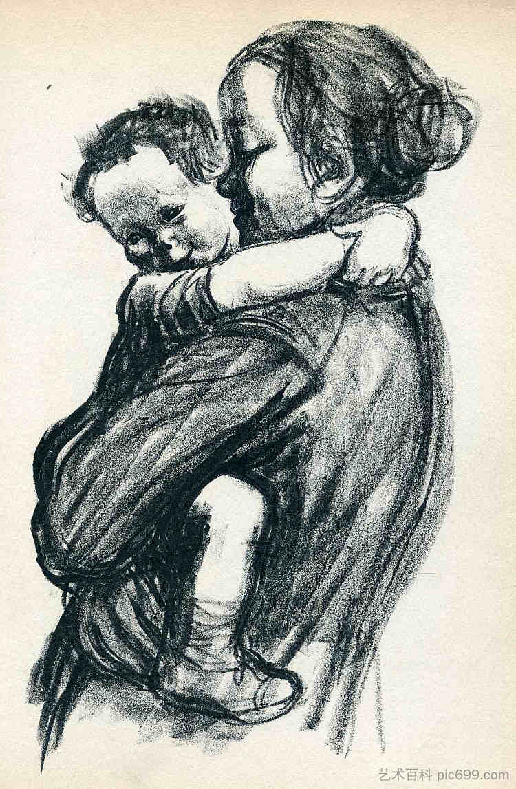 母亲与孩子 Mother with Child (1933)，凯绥·珂勒惠支