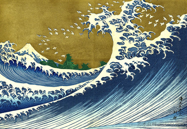 大浪的彩色版本 A colored version of the Big wave，葛饰北斋