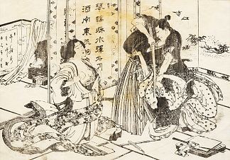 一个卑鄙的男人会用剑杀死一个女人 A mean man will kill a woman with his sword，葛饰北斋