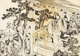 神社舞蹈神乐的场景 A scene of a shinto shrine dance, kagura，葛饰北斋