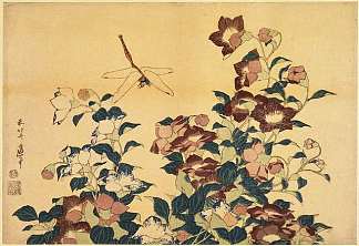 风铃草和蜻蜓 Bluebells and Dragonflies，葛饰北斋