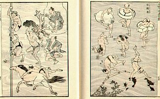 沐浴者（洗澡的人）的图像 Images of Bathers (Bathing People)，葛饰北斋