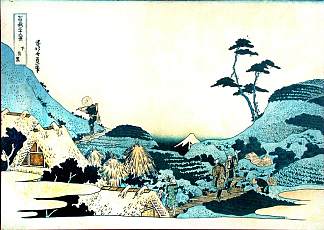 景观与两个鹰猎者 Landscape with two falconers，葛饰北斋