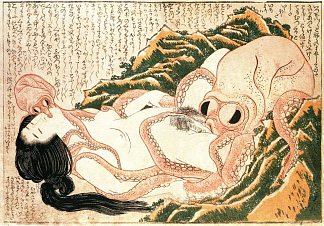 渔夫妻子的梦 The Dream of the Fisherman’s Wife (1814)，葛饰北斋