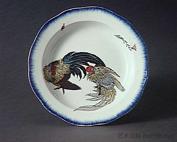 带扇形边缘的圆盘 Round dish with scalloped edge，葛饰北斋