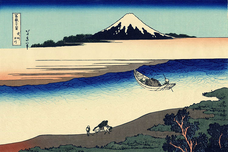武藏省的多摩川 Tama river in the Musashi province，葛饰北斋