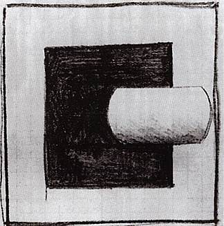 黑色方块和白色管状 Black square and a white tube-shaped，卡西米尔·马列维奇