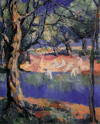 森林中的河流 River in Forest (1908)，卡西米尔·马列维奇