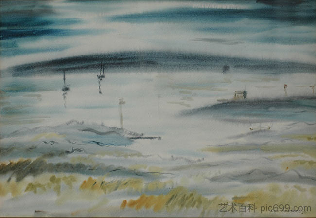 水彩 Watercolor (1953)，喀左中村