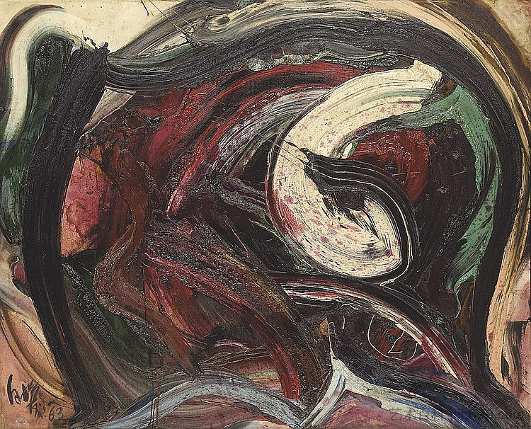 无题 Untitled (1963)，白发一雄