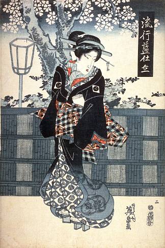 《人气靛蓝服装》（龙子爱狗屎）系列中的第2号（Ni） No. 2 (Ni) from the series Popular Indigo Clothing (Ryuko ai shitate) (1835)，溪斋英泉