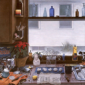 厨房柜台II（脏盘II） Kitchen Counter II (Dirty Dishes II) (1984)，肯特·贝洛斯